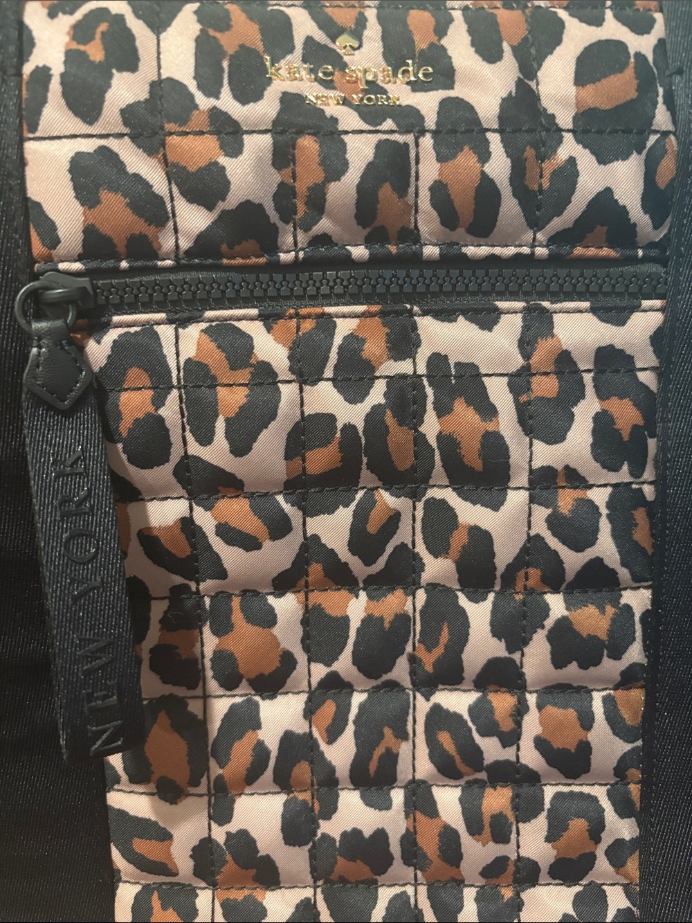 kate spade Leopard Quilted Tote with Black Straps - Picture 2 of 7
